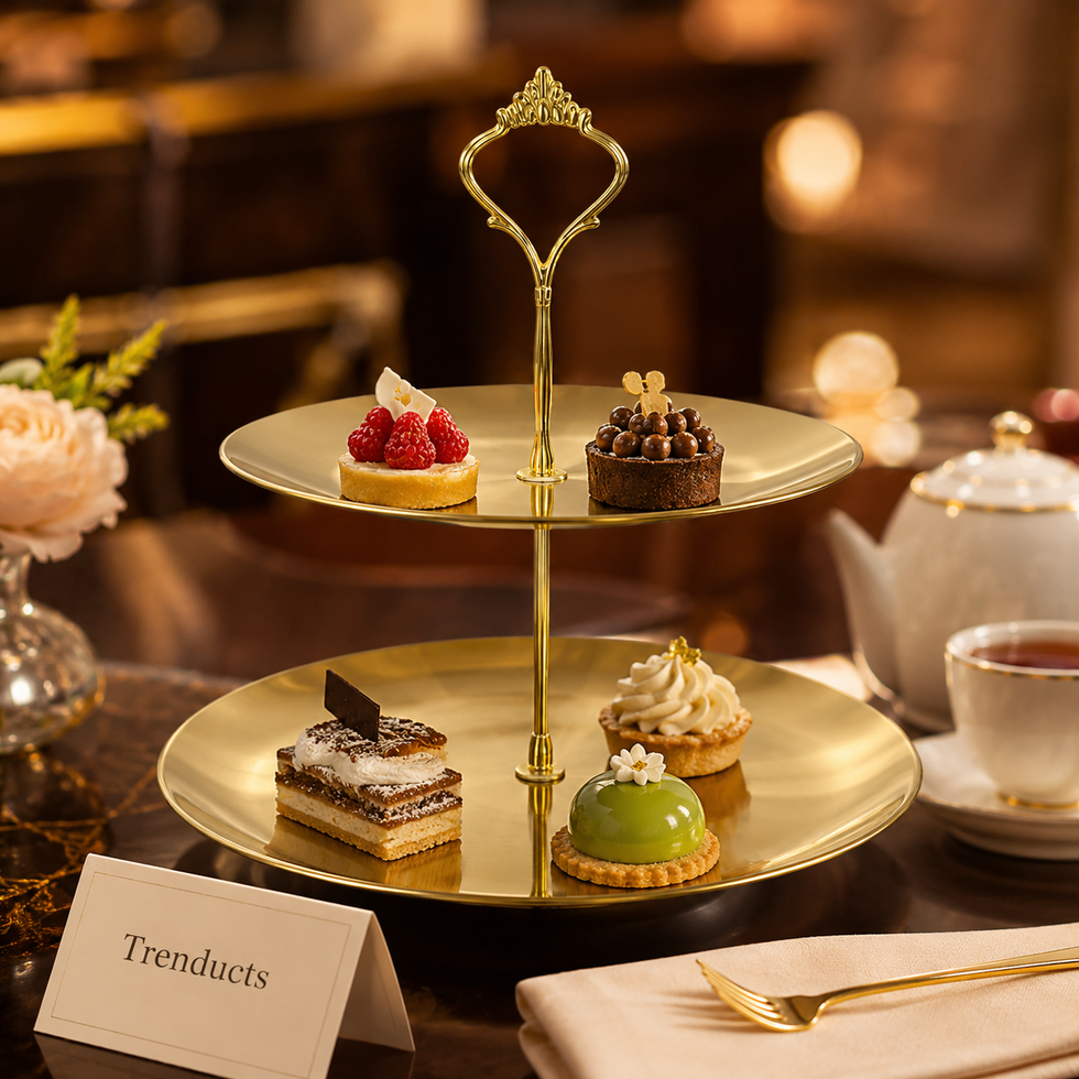 Two Step Golden Pastry Serving Stand