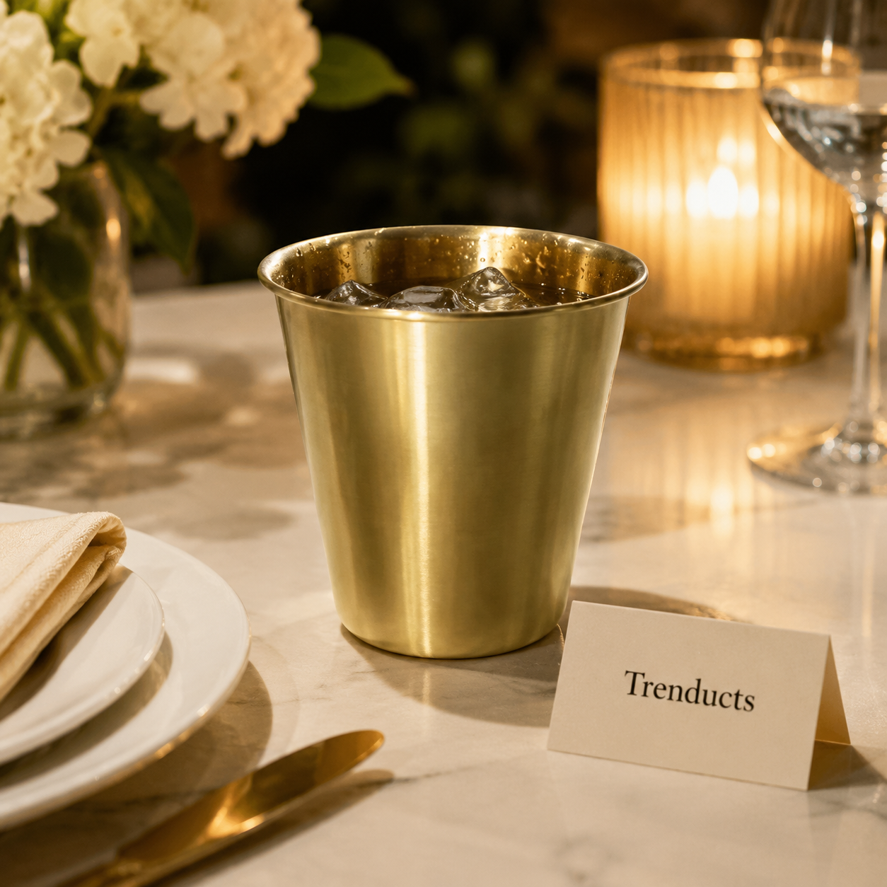 Elegant Golden Plain Tumbler Glass 350ml