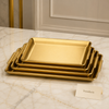 Golden Rectangular Serving Tray Size Collection