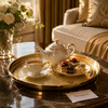 Golden Round Serving Tray Size Collection