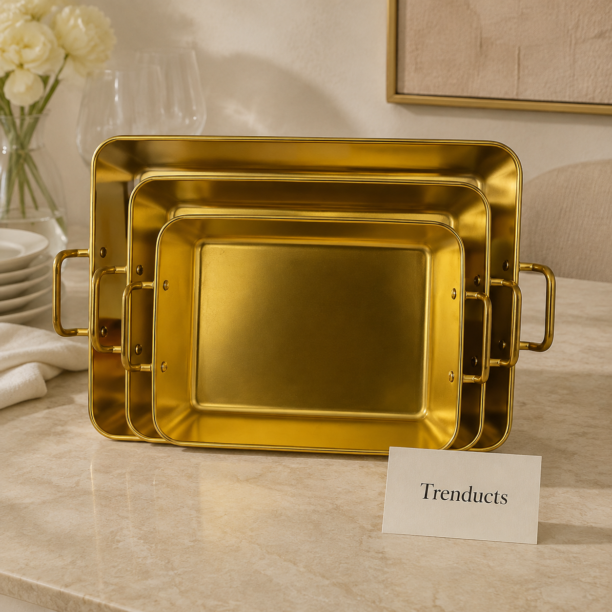 Ben Merry Golden Rectangular Serving Dish