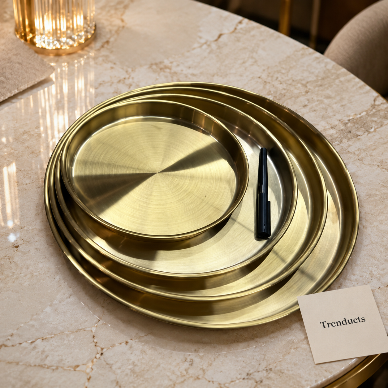 Golden Thali Style Serving Plate Collection
