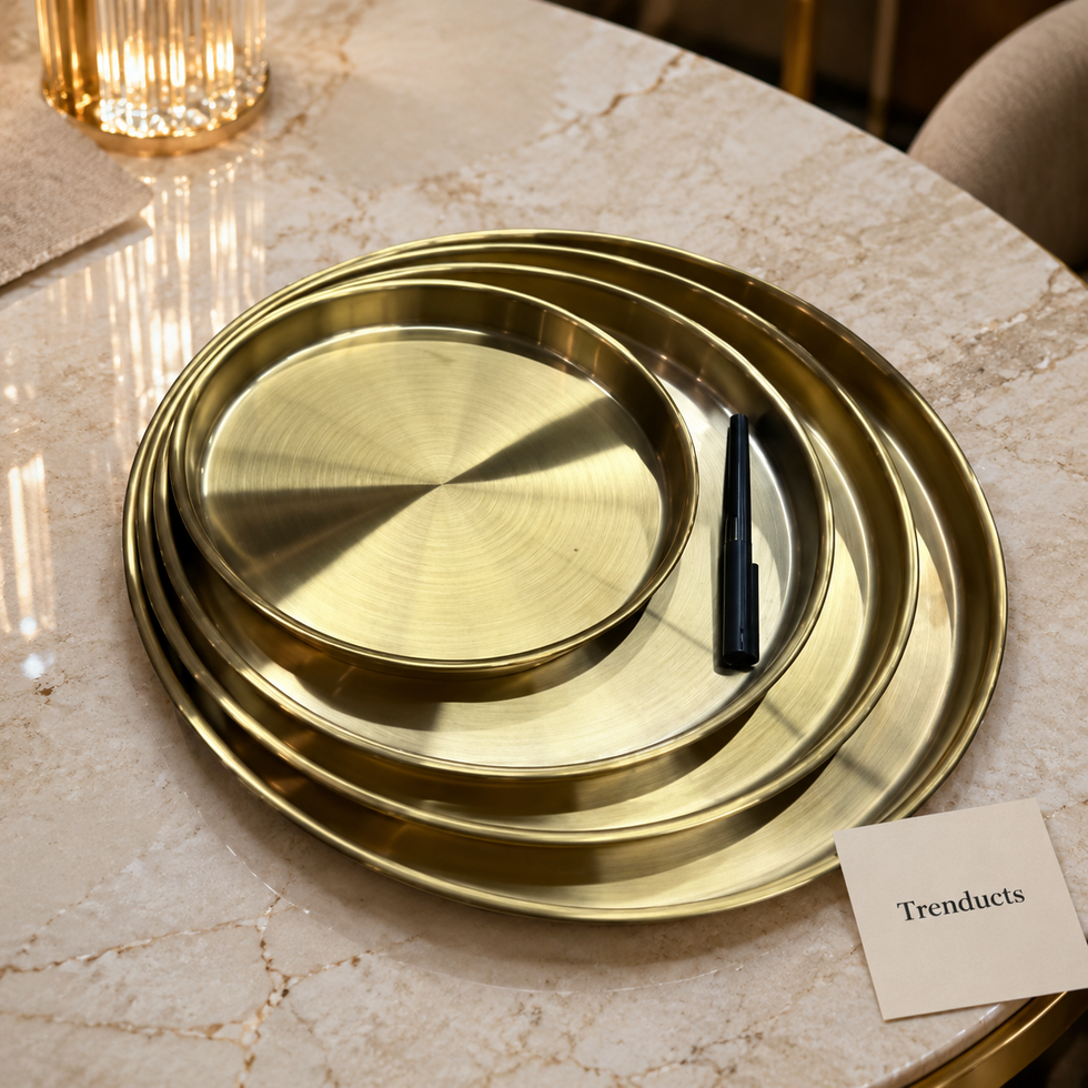Golden Thali Style Serving Plate Collection
