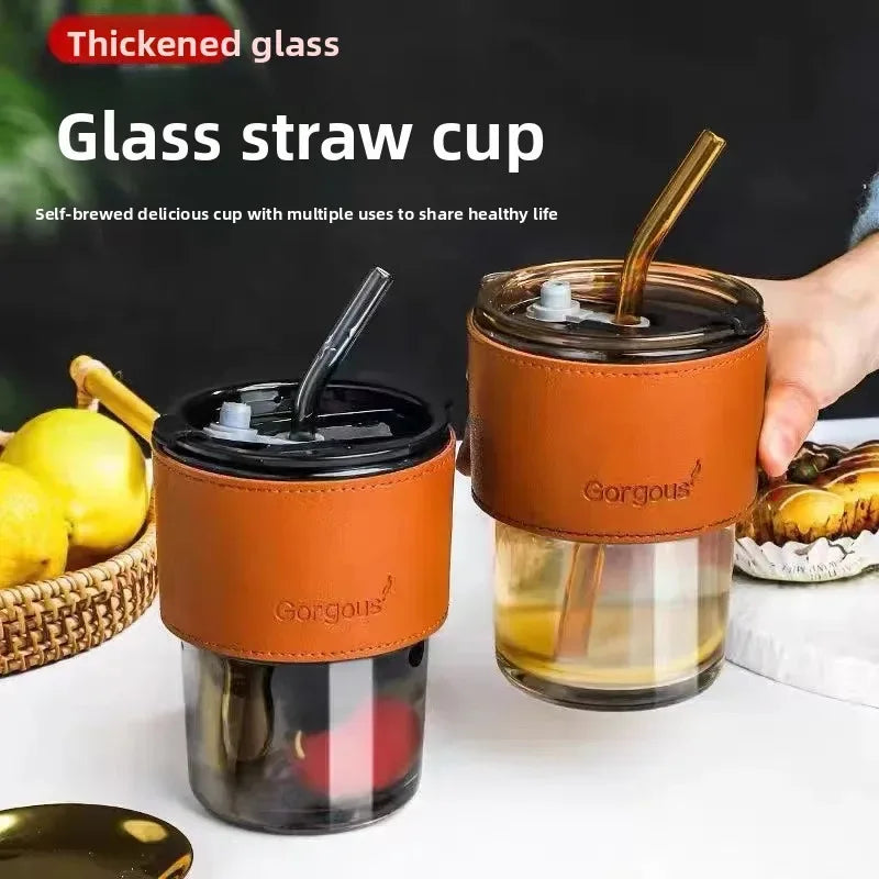 Bamboo Node Glass Straw Cup with Thickened Glass - Clarify.pk