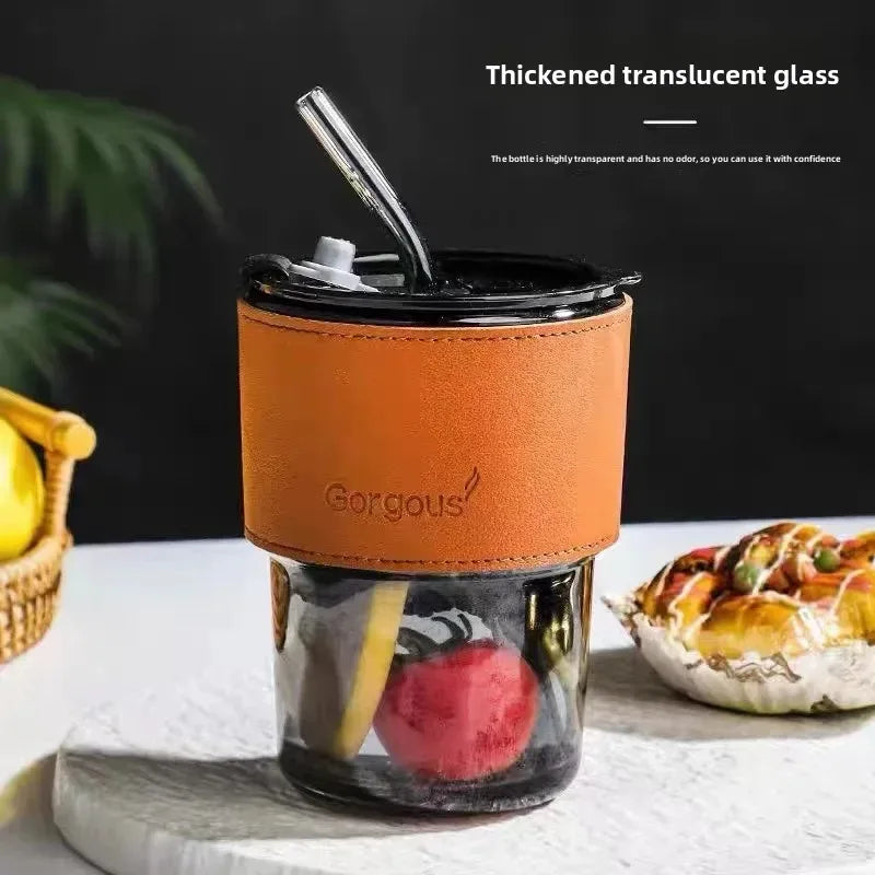 Bamboo Node Glass Straw Cup with Thickened Glass - Clarify.pk