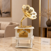 Vintage Gramophone Drawer Music Box – White & Gold