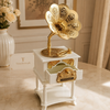 Vintage Gramophone Drawer Music Box – White & Gold