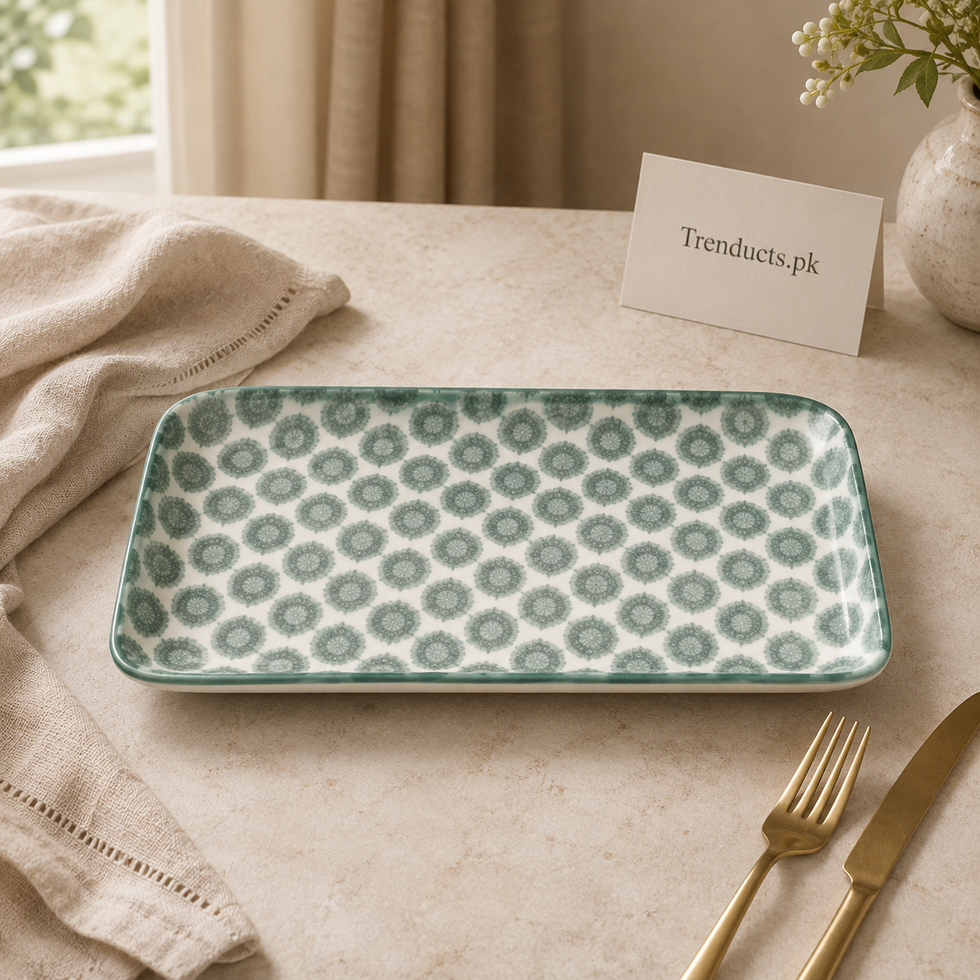 Danny Home Grey Green Pattern Rectangular Plate