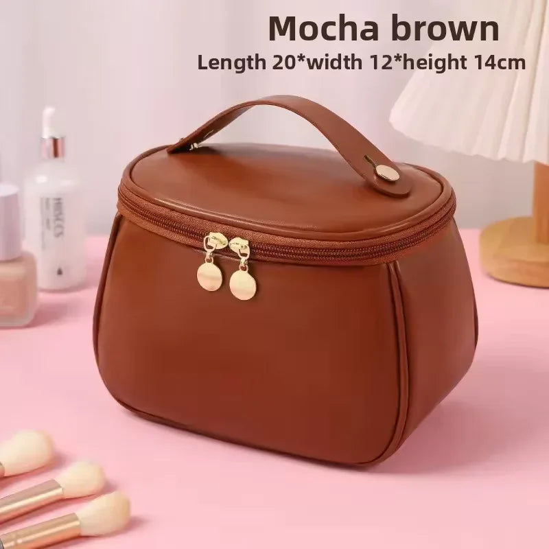 PU Leather Handheld Makeup Wash Bag - Clarify.pk