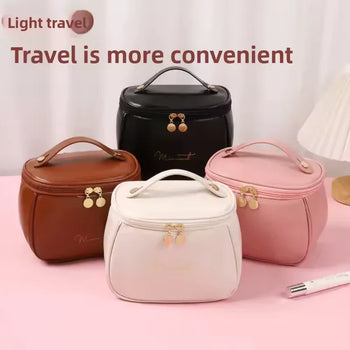 PU Leather Handheld Makeup Wash Bag - Clarify.pk