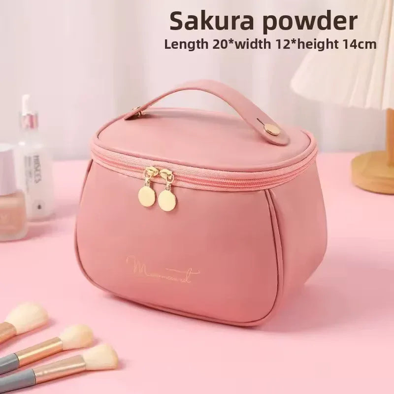 PU Leather Handheld Makeup Wash Bag - Clarify.pk