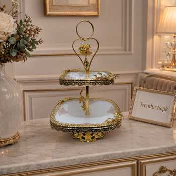 Heart frame luxury 2-tier glass platter hero
