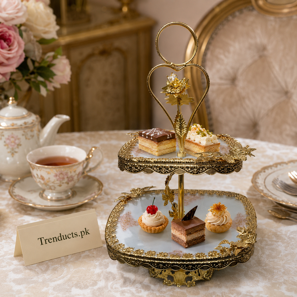 Heart Frame Luxury 2-Tier Glass Platter