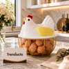 Hen Shaped Egg Basket with Lid - Large Capacity Chicken Egg Holder & Kitchen Storage