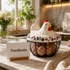 Hen Shaped Egg Basket with Lid - Large Capacity Chicken Egg Holder & Kitchen Storage