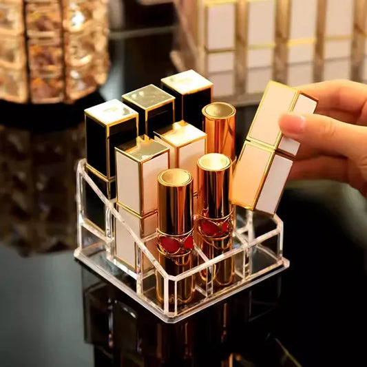 9 Grid Lipstick Holder Clear Acrylic Organizer - Clarify.pk