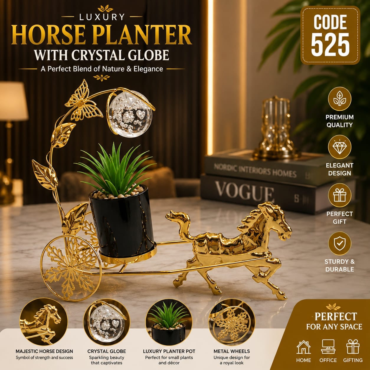Horse Cart Metal Plant Holder – 2 Styles
