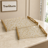 Gold Flake Acrylic Tray Set with Wood Handles – 2 Pieces