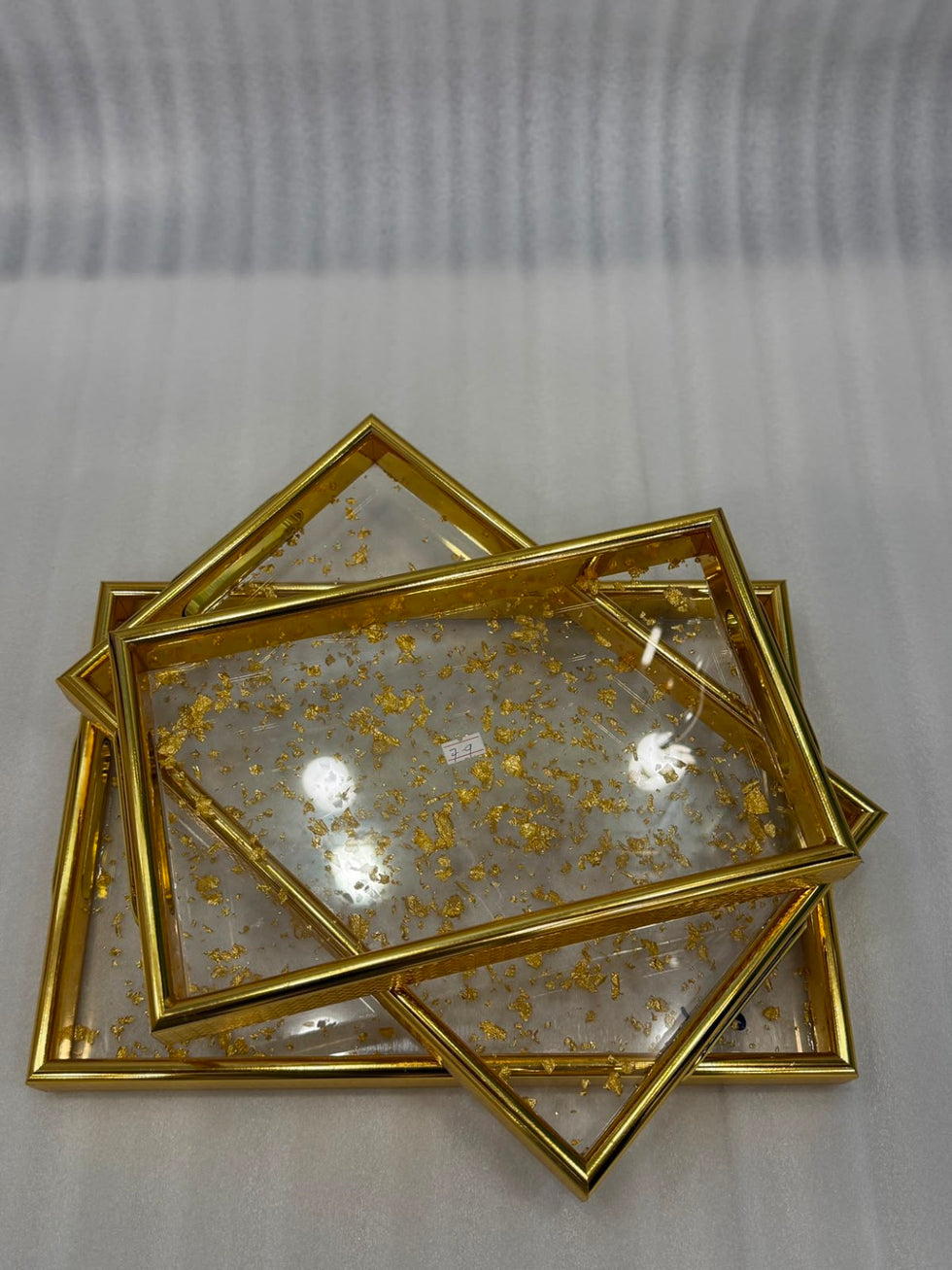 Gold Frame Acrylic Tray Set – 3 Pieces