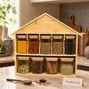 Hut-Shaped 9-Piece Glass Masala Jar Set