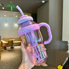 Large Capacity Plastic Water Bottle with Straw (Random Color) - Clarify.pk
