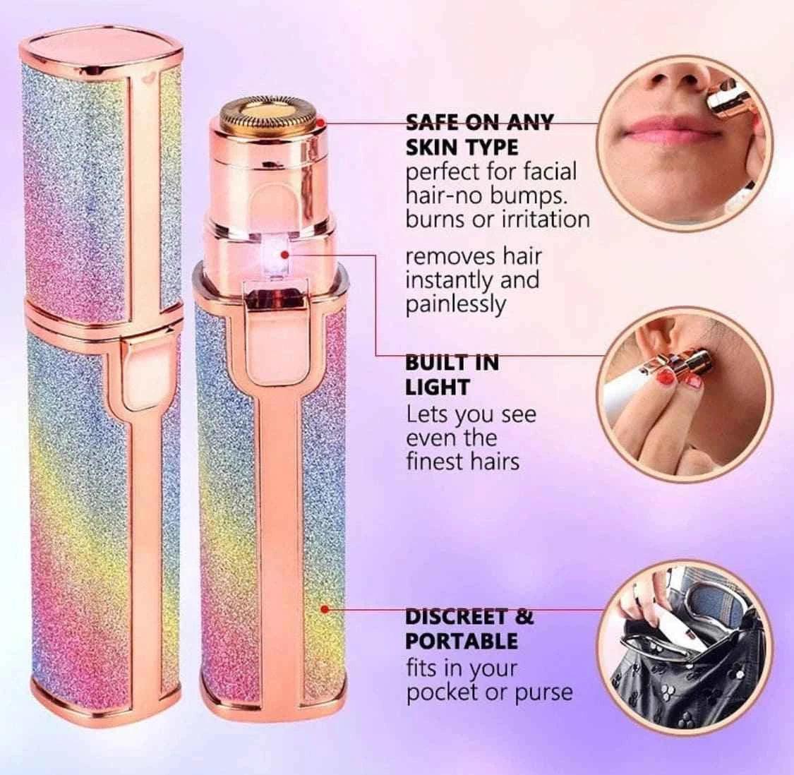 Glitter Eyebrow Trimmer 2 in 1 Rechargeable - Precision Hair Removal Tool - Clarify.pk