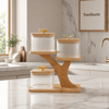 Imported 3-Piece Square Jar Set with Tree Stand