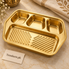 Golden 4-Compartment Steel Serving Tray - 23 × 16 cm