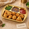 Golden 4-Compartment Steel Serving Tray - 23 × 16 cm