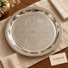 Ornate Silver Stainless-Steel Serving Platter