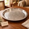 Ornate Silver Stainless-Steel Serving Platter