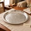 Ornate Silver Stainless-Steel Serving Platter