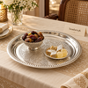 Ornate Silver Stainless-Steel Serving Platter