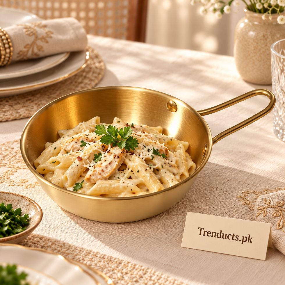 Golden Single-Handle Steel Serving Bowl