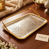 Golden Stainless-Steel Serving Tray - 28 × 17 cm