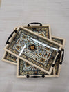 Ivory Isfahan Floral 3-Piece Fibre Tray Set