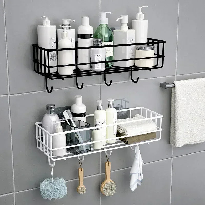 Japanese Style Bathroom Rack with Hooks - Wall Mounted - Clarify.pk