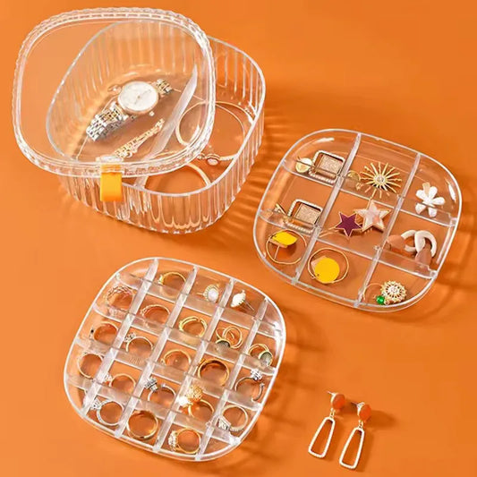 3 Layer Jewelry Storage Case - Clear Organizer - Clarify.pk