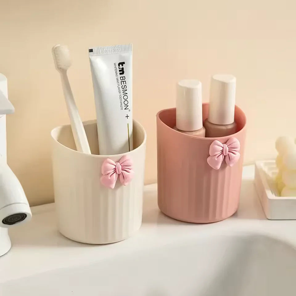 Kawaii Pen Holder for Desk with Cute Bow