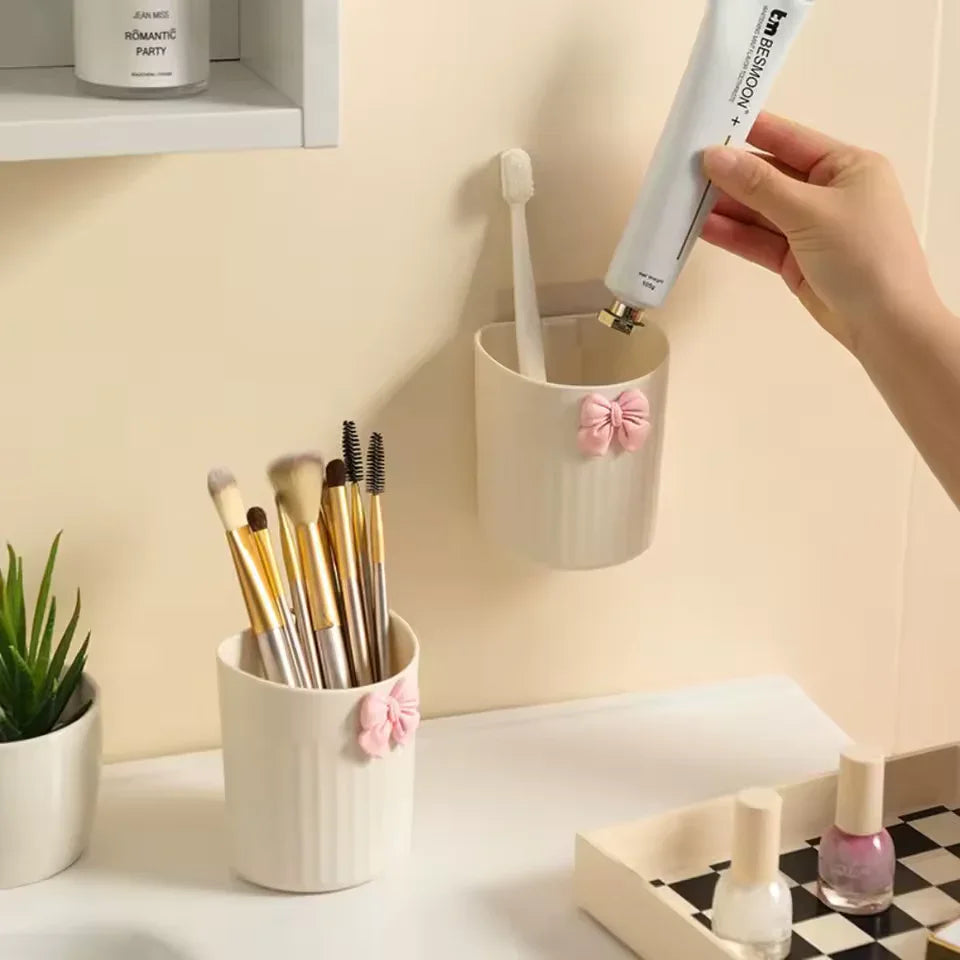 Kawaii Pen Holder for Desk with Cute Bow