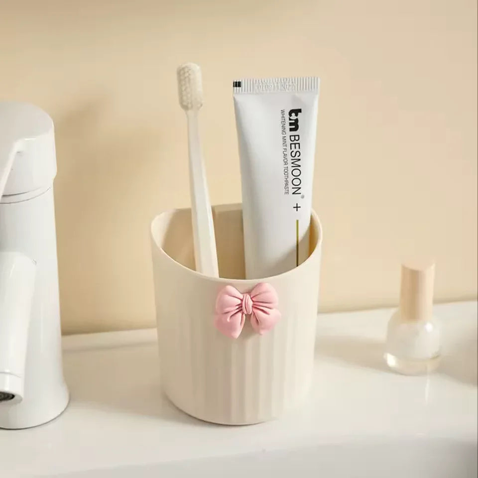 Kawaii Pen Holder for Desk with Cute Bow