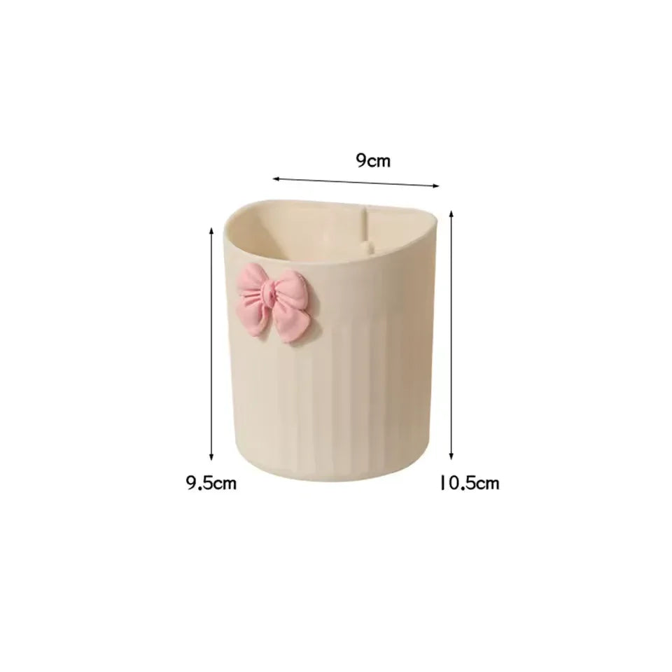 Kawaii Pen Holder for Desk with Cute Bow