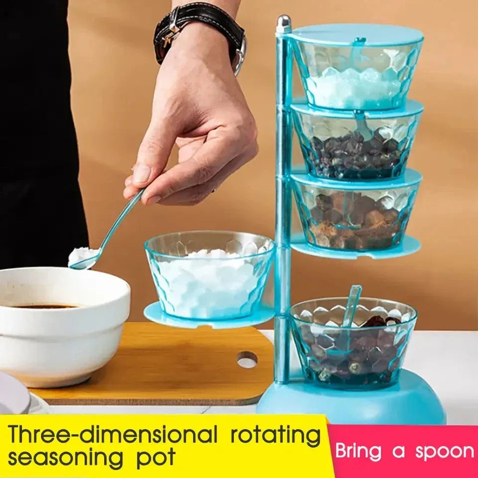 5 Layer Spice Organizer with Glass Containers - Clarify.pk