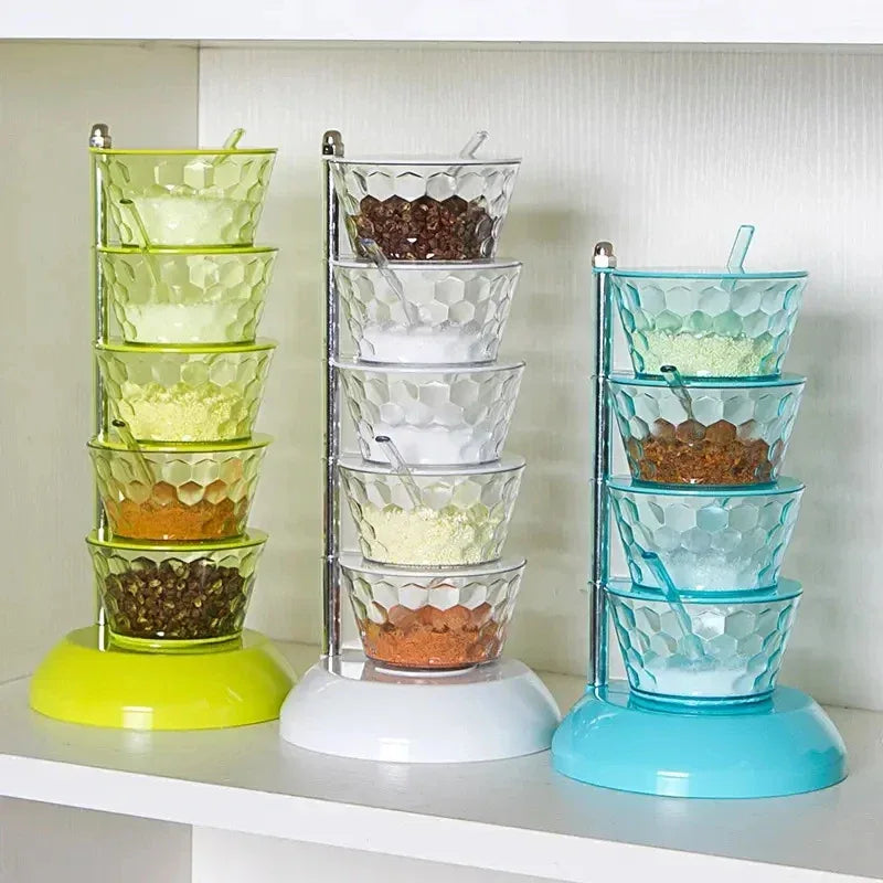 5 Layer Spice Organizer with Glass Containers - Clarify.pk