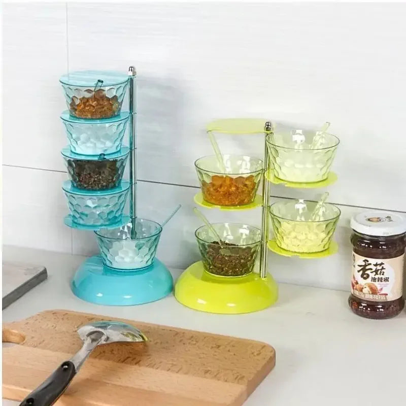 5 Layer Spice Organizer with Glass Containers