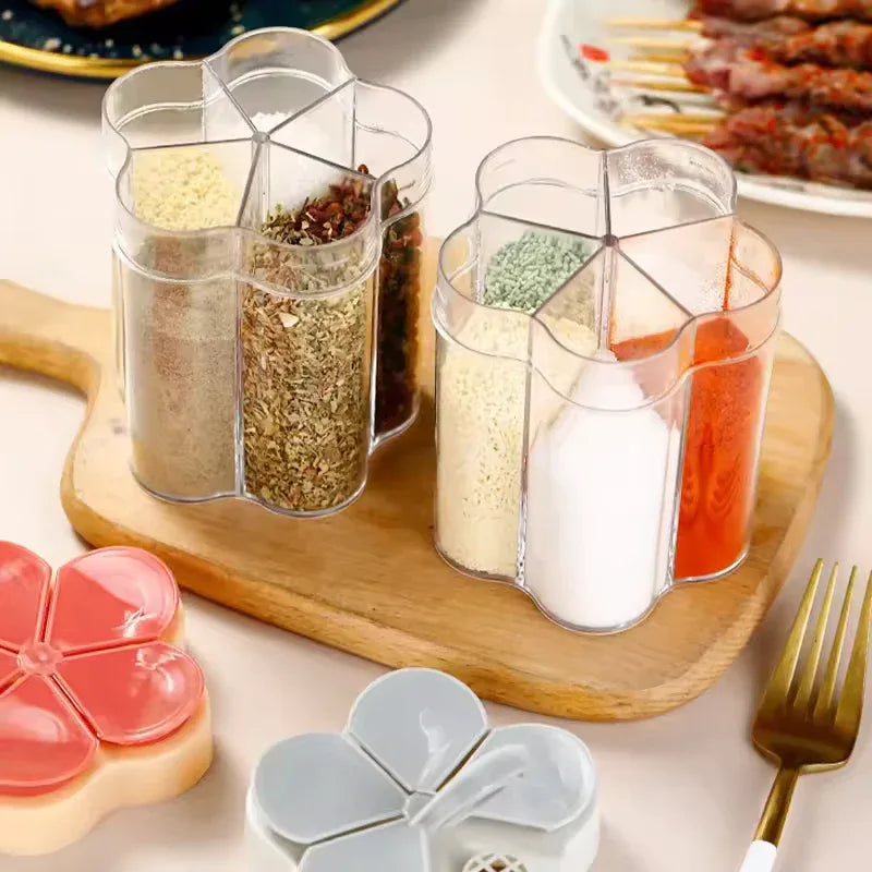 Kitchen Seasoning Container with Lids - 6 Compartments