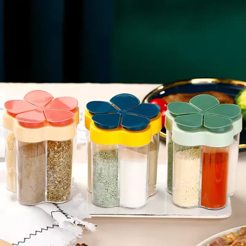 Kitchen Seasoning Container with Lids - 6 Compartments