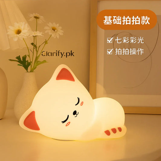 Soft Silicone Cat LED Lamp Night Light - Clarify.pk