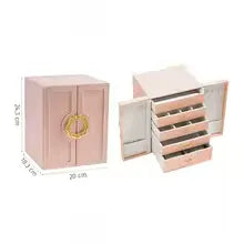 Large Faux Leather Jewelry Box with Multiple Drawers