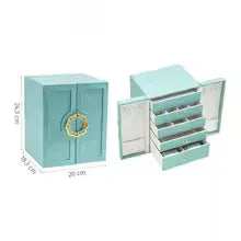 Large Faux Leather Jewelry Box with Multiple Drawers